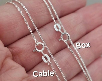 Sterling Silver Chain Necklace 925 Genuine, Silver Chain, Cable Chain, Box Chain, Silver Rolo Chain, Necklace for women