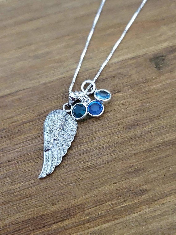 Blue Heart & Wing Necklace with Swarovski Crystals | 24 Style
