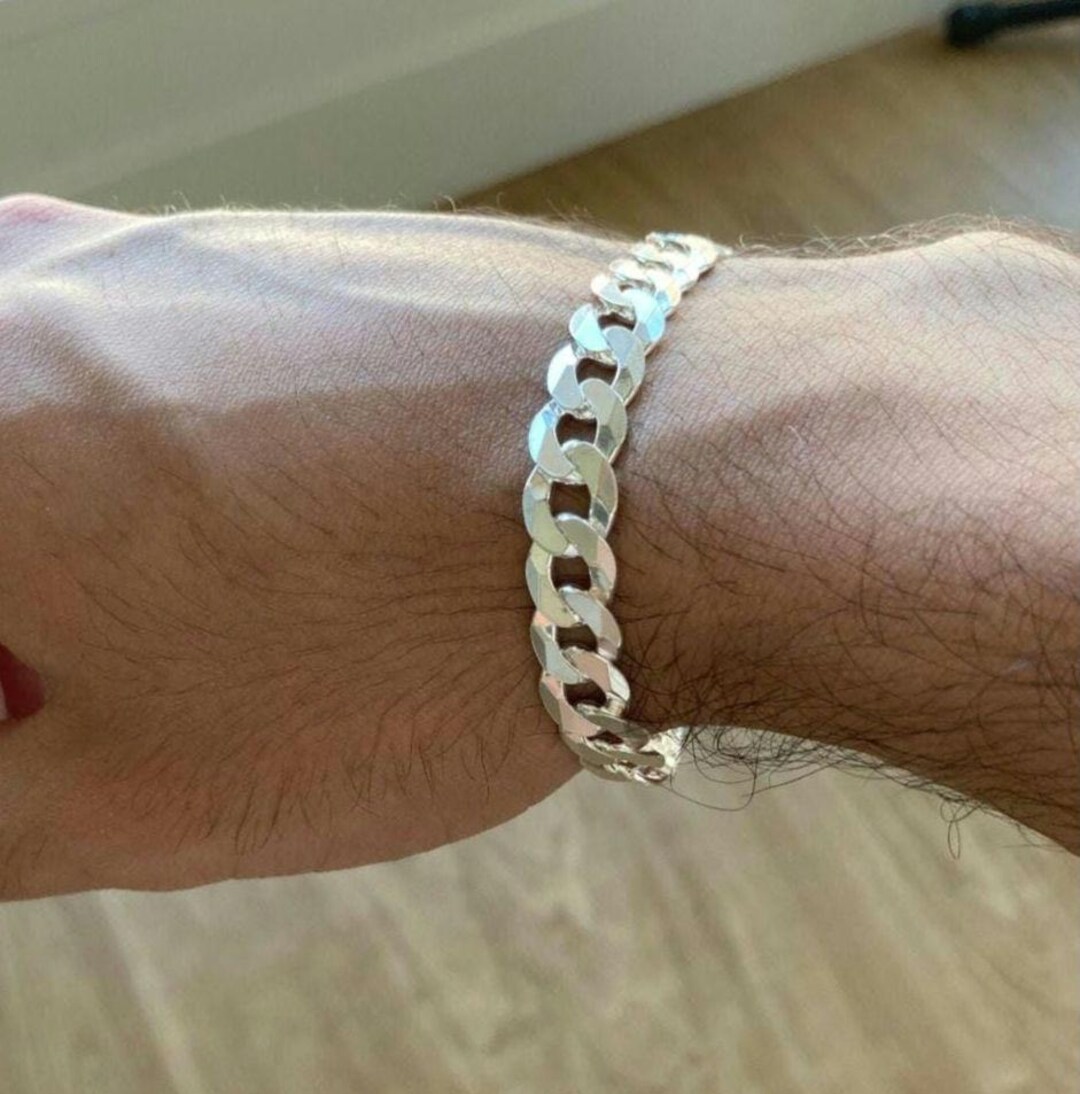 ITALY MADE SILVER925 LEON BRACELET/シルバー 6.25” 8mm, vintage Italy sterling silver 925 double curb