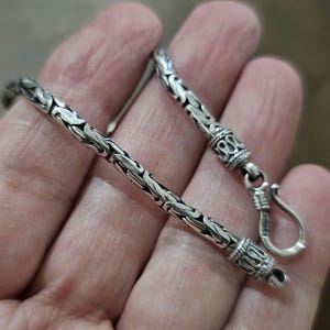 8&quot; Solid Italian 925 Sterling Silver 3.2mm wide Bali Byzantine Link chain Bracelet
