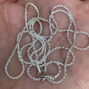 Solid .925 Sterling Silver Rope Chain, 1mm, Completed Chain, 16 18 20 22 24 30 length, 925, Sterling Silver, Finished, Necklace image 3