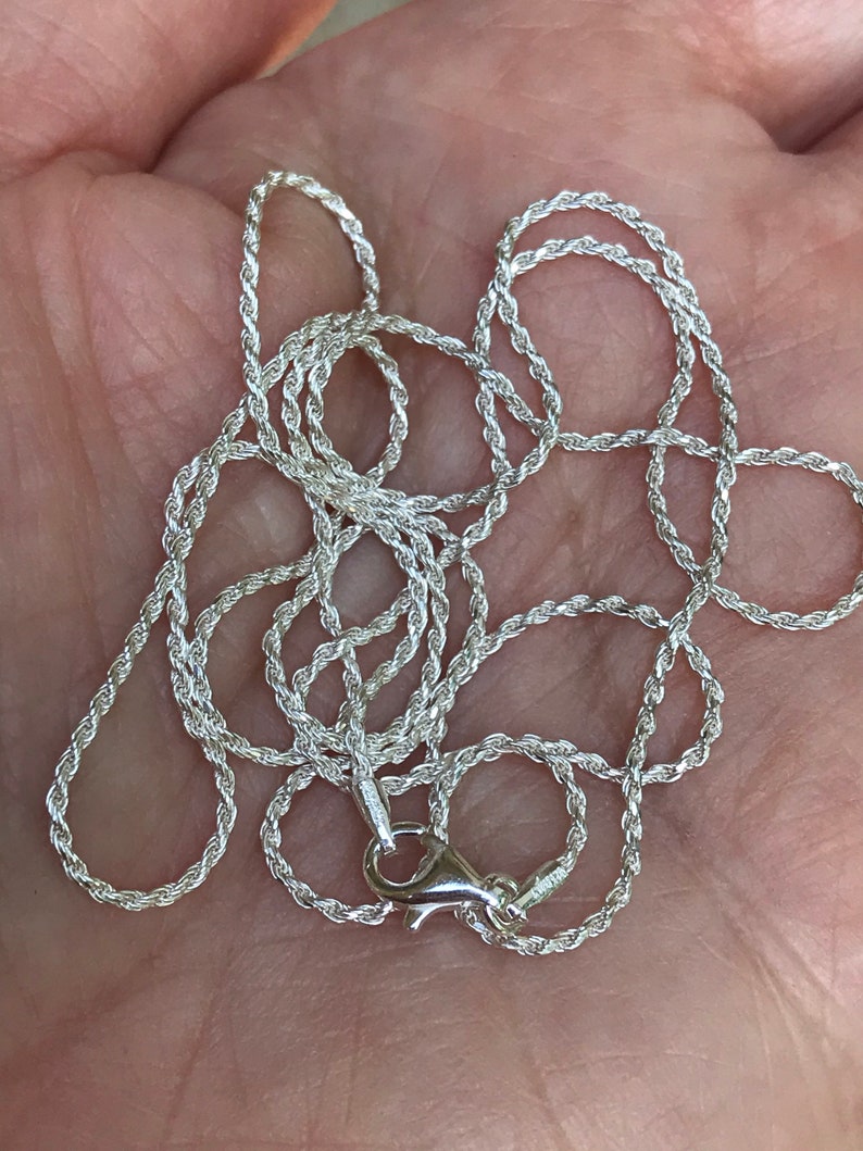 Solid .925 Sterling Silver Rope Chain, 1mm, Completed Chain, 16 18 20 22 24 30 length, 925, Sterling Silver, Finished, Necklace image 3