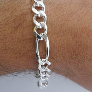 Italian Sterling Silver Figaro Chain Bracelet - Men&#39;s 8mm