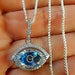 925 Sterling Silver Blue Evil Eye Crystal CZ Drop Pendant Necklace Lucky Protection Charm Pendant Women's Jewelry Gift For Her Zen Hamsa 