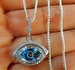 925 Sterling Silver Blue Evil Eye Crystal CZ Drop Pendant Necklace Lucky Protection Charm Pendant Women's Jewelry Gift For Her Zen Hamsa 