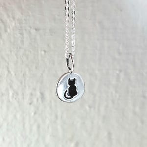 TINY Cat Necklace, Sterling Silver, Silver Cat Necklace, Cat Charm Pendant, Gift for her, Kitten, Cat Jewelry, Christmas Gifts