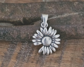 Sterling Silver Daisy Flower Charm, 925 Silver