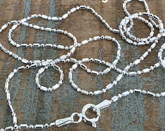 Silver Chain, Dainty Sterling Silver Chain Necklace, Bead and Bar Chain