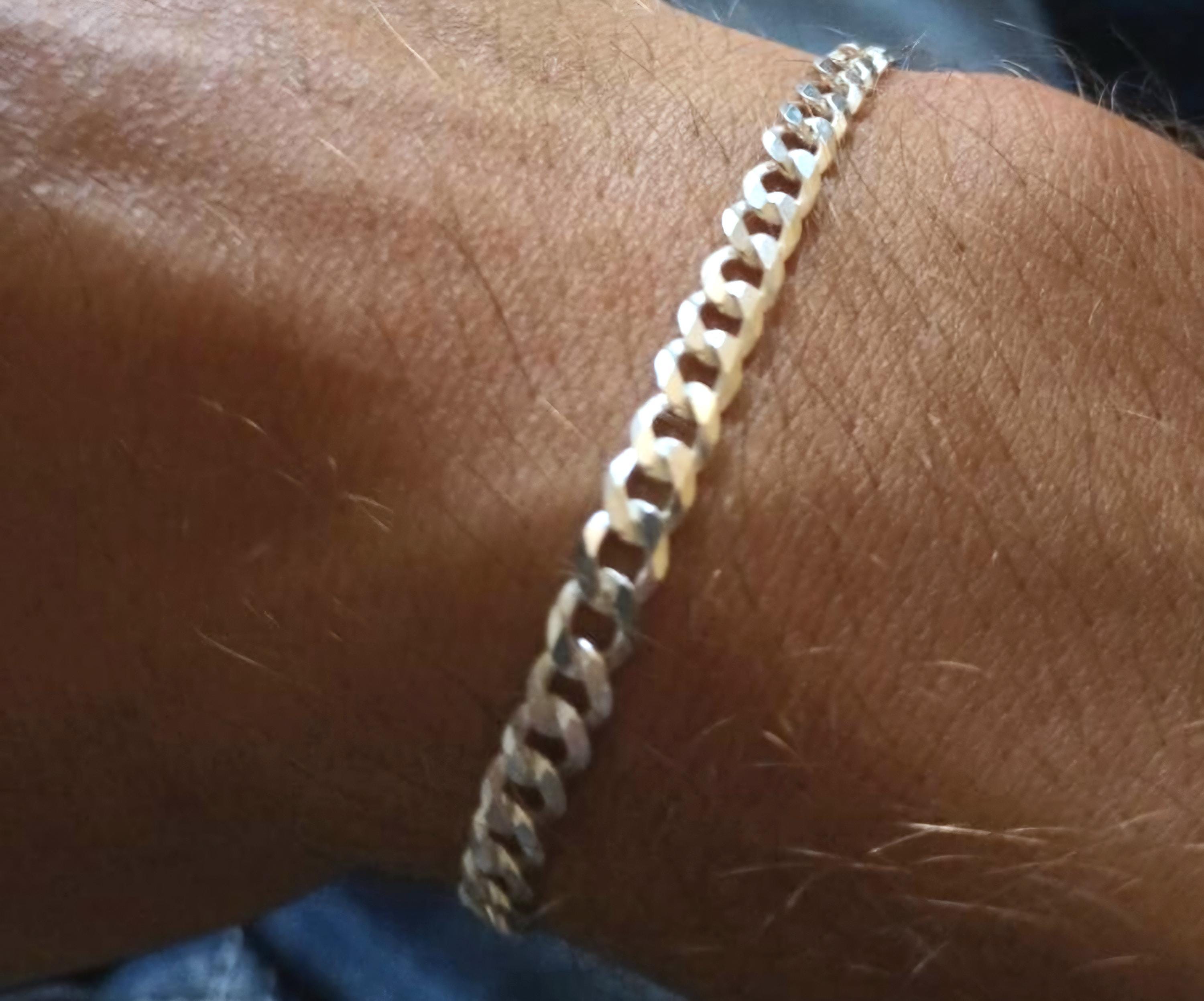 Italian Sterling Silver Curb Link Bracelet - 7mm Wide - Etsy Canada