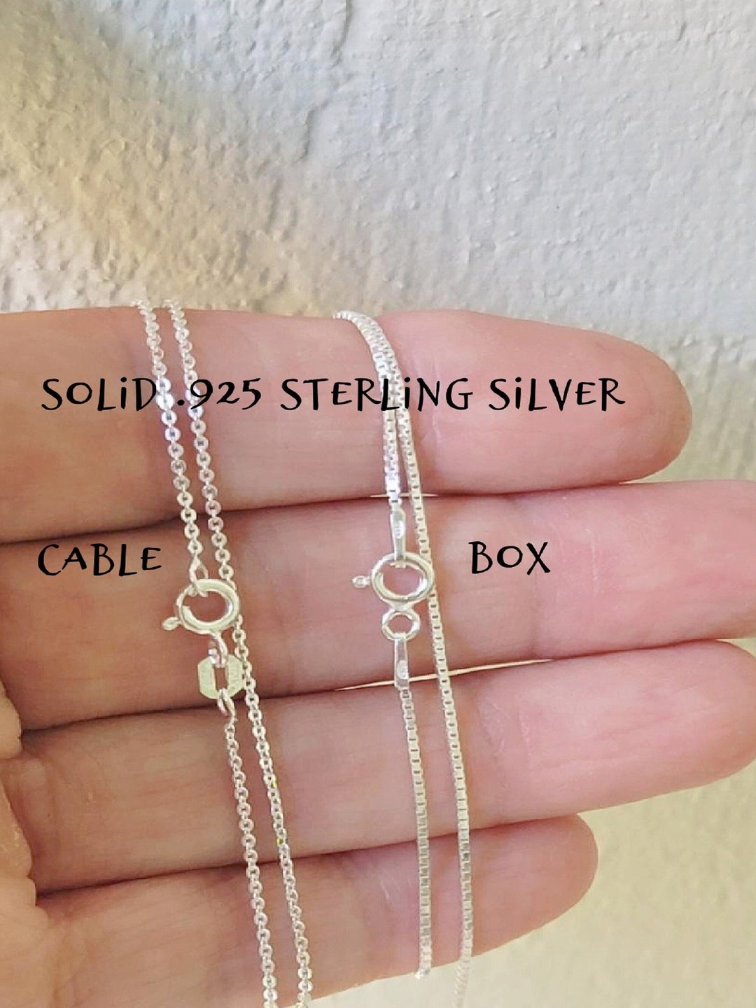 Solid .925 Sterling Silver Cable Chain, Box Chain, 14 16 18 20 22 24 30