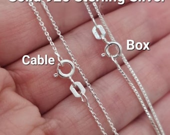 Sterling Silver Chain Necklace 925 Genuine, Silver Chain, Cable Chain, Box Chain, Rolo Chain, Necklace for women