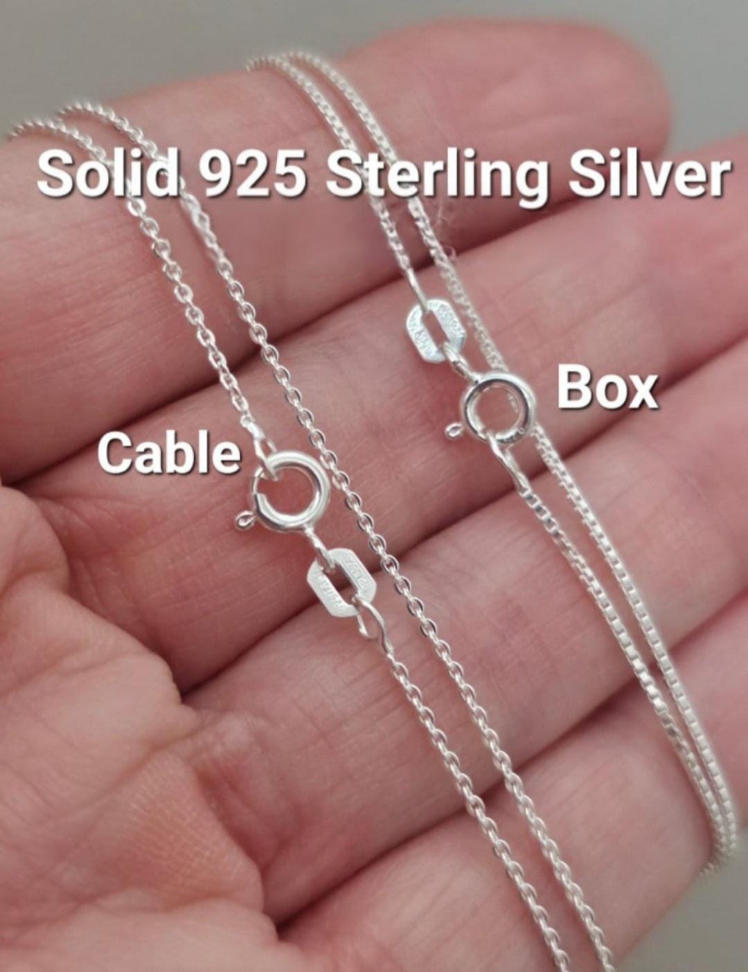 Sterling Silver Box Chains Real 925 Sterling Silver 5mm Men's Puff