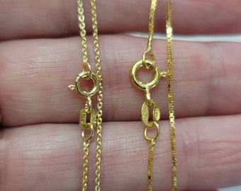 Yellow Gold over Sterling Silver Chain Necklace - Cable or Box Style