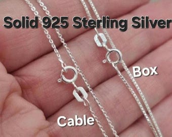 Dainty Sterling Silver Chain Necklace, Silver Chain 14" 16" 18" 20" 22" 24" 30" Cable Chain, Box Chain, Silver Chain, 925 Sterling Silver