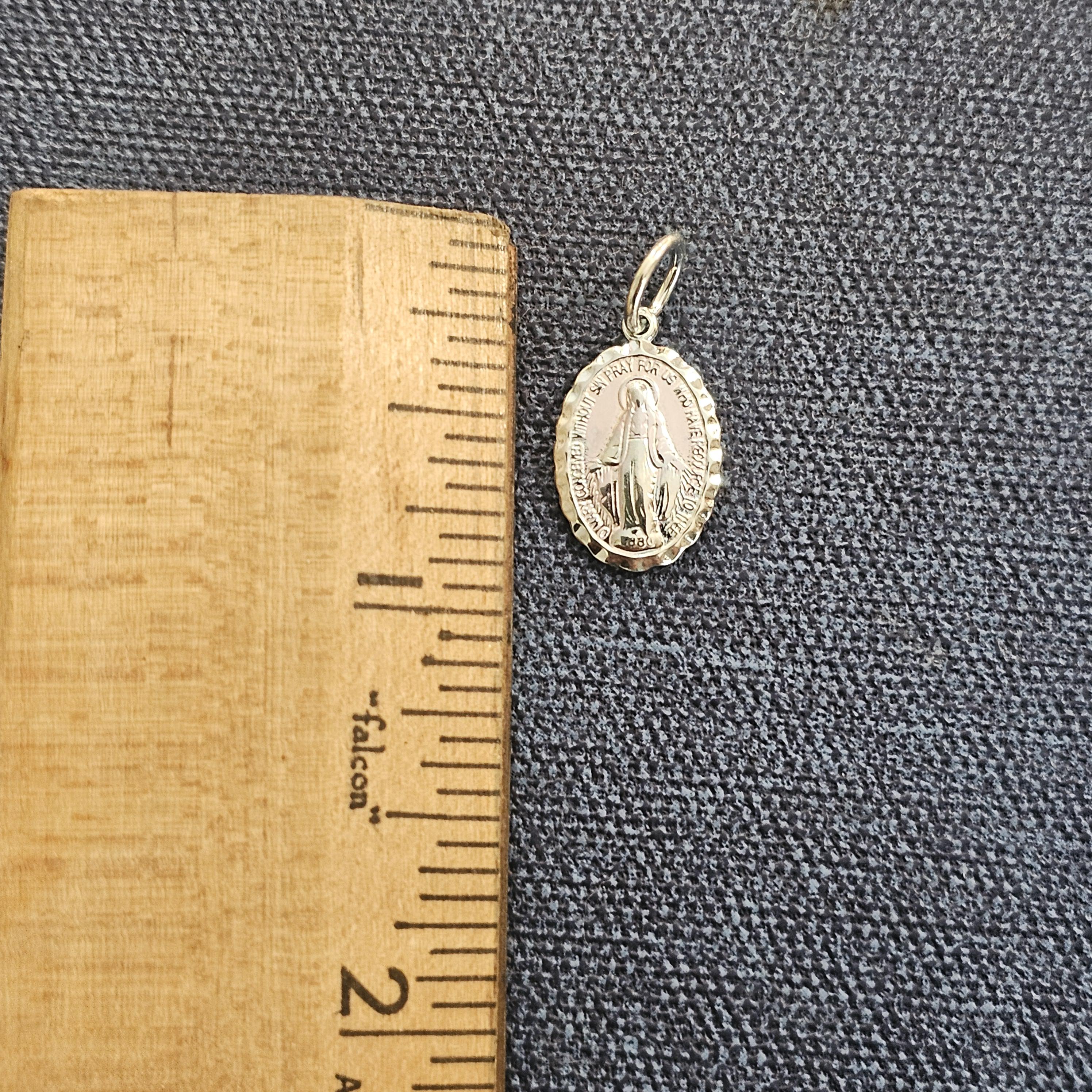 Virgin Mary Charm, Tiny Silver Miraculous Medal, Miraculous Medal Charm ...