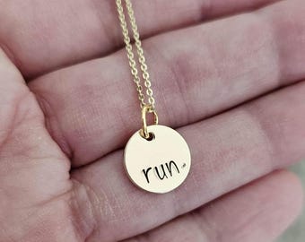 Run Necklace, Marathon Pendant, Sterling Silver, Gold Filled Gift for Runner