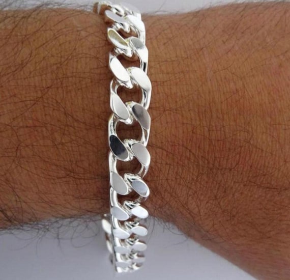 Italian 925 Sterling Silver Curb Link Bracelet - 10mm Wide - Etsy