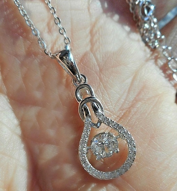 Sterling Silver Floating CZ Pendant Necklace Sterling Silver Floating CZ Pendant Necklace