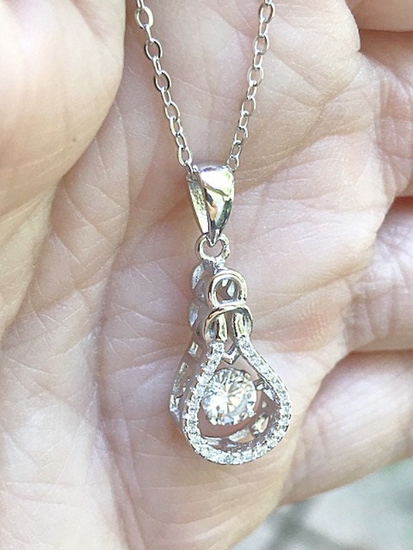 Dancing Diamond Necklace 925 Sterling Silver Rhythm Etsy