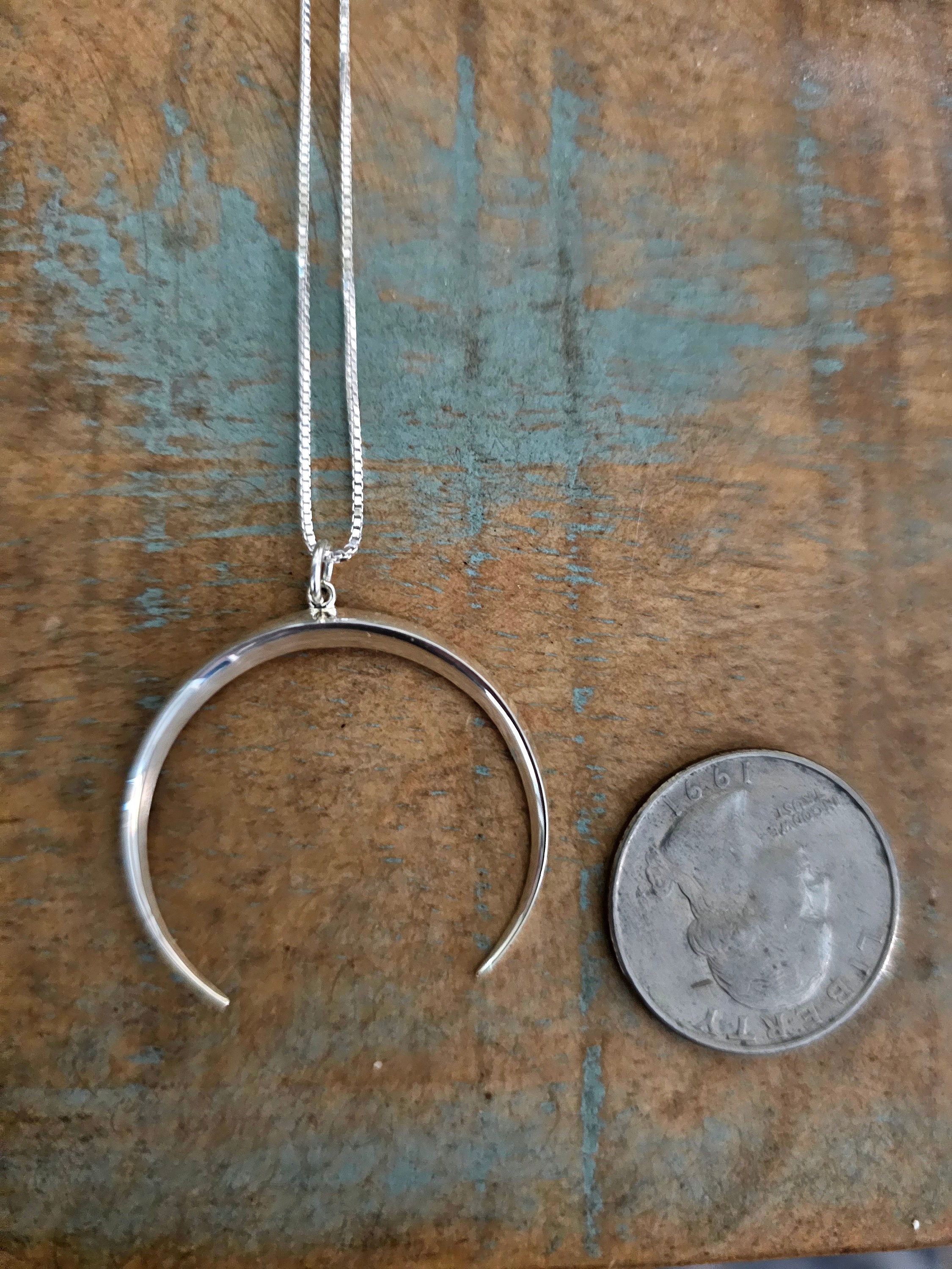 Sterling Silver Crescent Moon Necklace: Celestial Jewelry - Etsy