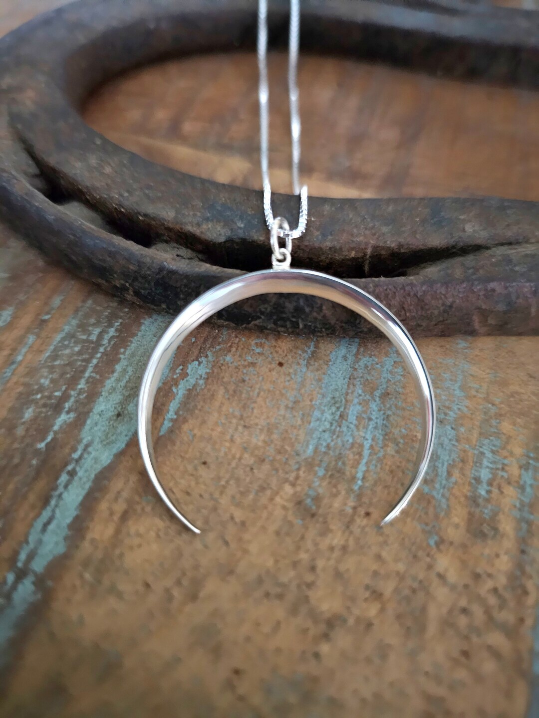 Sterling Silver Crescent Moon Necklace: Celestial Jewelry - Etsy