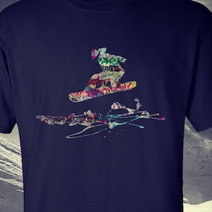 snowboarding graffiti print tee great quality 100% cotton tee, with funny boarding progression print - winter, fun, holiday,