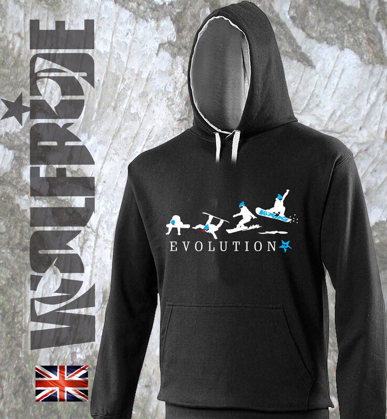Evolution of Snowboarding Hoodie, Hooded Top Etsy