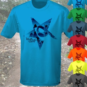 Star print technical performance top, wicking, light weight mountain  bike, gym, hiking, running t-shirt