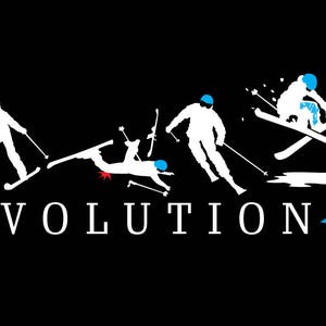 Evolution of Skiing, ski t-shirt, great quality 100% cotton tee, with funny ski progression print image 2