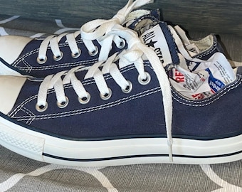 Converse Chuck Taylor Vintage All Star, scarpe da ginnastica in tela blu navy da uomo, taglia 6, da donna, taglia 8