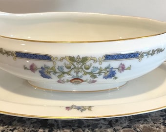 Hutschenreuther Porcelain Gravy Boat Gold Trimmed Floral