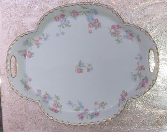 Vintage Coalport "Trellis Rose" patter Serving Dish Platter with Handles English