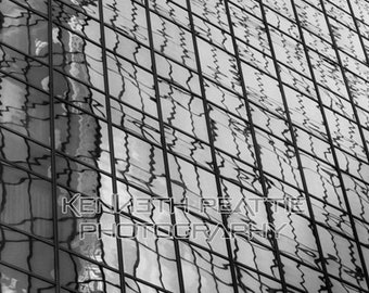 Modern black and white architectural photography. Charlotte print #9. Minimalist abstract reflection. Zen wall art.