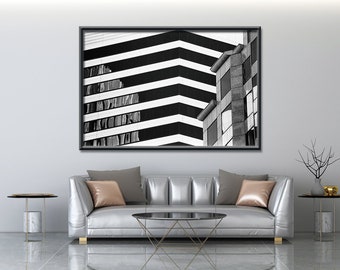 Modern black and white architectural photography. San Francisco print #10. Minimalist abstract reflection. Zen wall art.