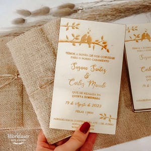 Convites Casamento. Convite de madeira. Convite rústico. Convites de serapilheira natural. Convite Floral. Convite de casamento Boho.