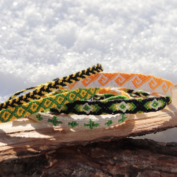 Bracelets brésiliens - Différents modèles - Teintes de vert et jaune