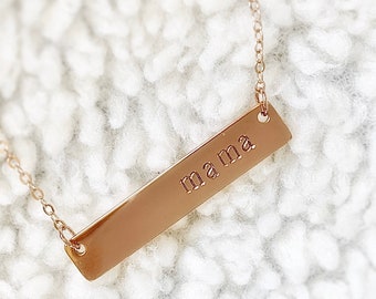 Personalized Horizontal Bar Pendant Necklace - Available in Gold, Rose Gold, and Silver!