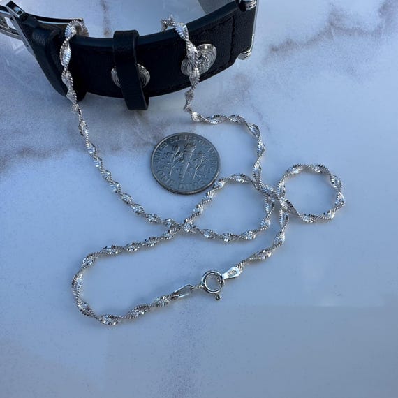 Sterling Silver 925 Twisted Chain Necklace 2mm With Spring Ring