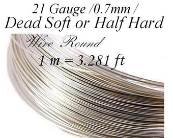 1 meter Sterling Silver Wire for Wire Wrapping, dead soft or half hard,  1 m = 3.281 ft 21 Gauge 0.7mm, Jewelry Crafting Supply