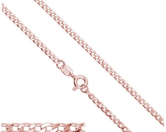 Collana oro rosa, argento catena gourmette catena 17.5" 45cm 1,4 mm chiusura primavera anello risultati d'argento catene selezionare lunghezza