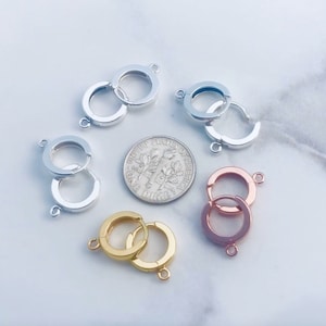 Sterling silver hoop earrings, Gold Earwires, rose earrings