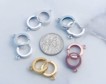 Sterling Silver Leverback Hoop Earrings, 15mm, Nickel-Free, Secure Fit