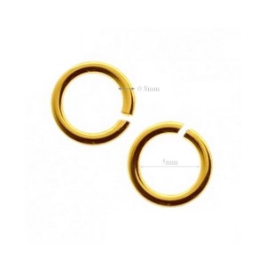 10pcs VERMEIL 24k gold over Sterling Silver Jump Rings Open Jumpring 5mm Inside Wire 0.8mm 20 Gauge Beading Jewelry Making