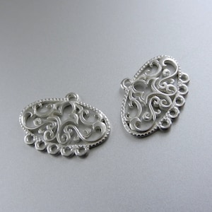 Sterling Silver Filigree Charm for Bracelet Earrings Pendant Choose Your Finish image 1