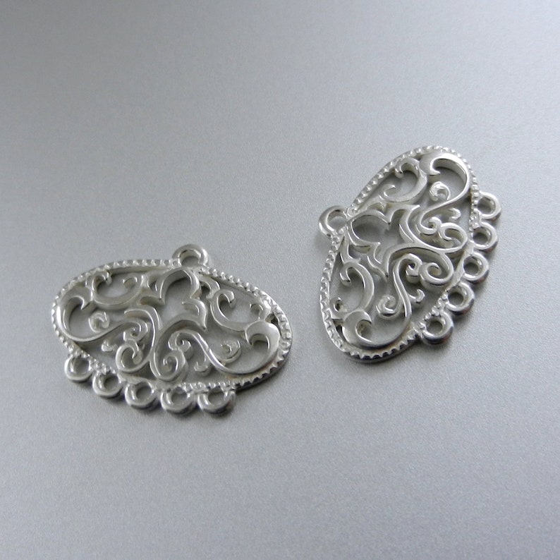 Sterling Silver Filigree Charm for Bracelet Earrings Pendant Choose Your Finish image 1