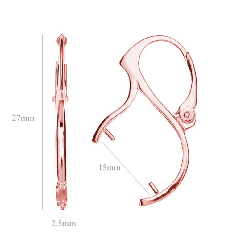 Rose Gold Lever Backs Ear Wires With Pinch Bail for Swarovski - Etsy