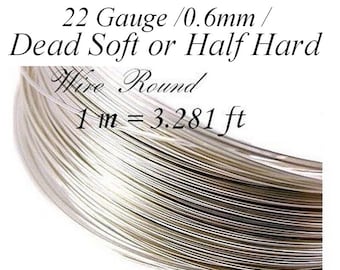 1 meter Sterling Silver Wire for Wire Wrapping, dead soft or half hard, 1 m = 3.281 ft 22 Gauge 0.6mm, Jewelry Crafting Supply