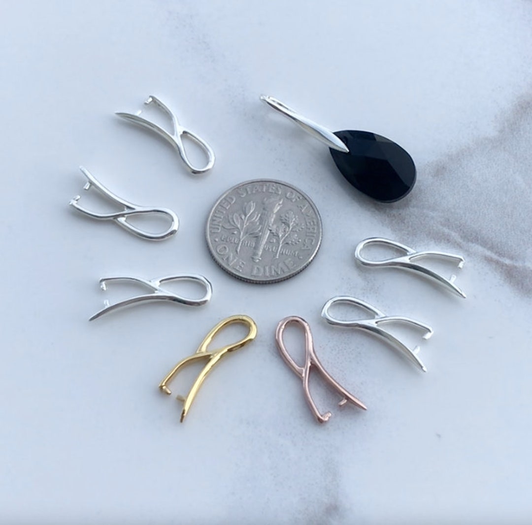 Sterling Silver Gold Rose Gold Pinch Bail Pendant Bail Etsy