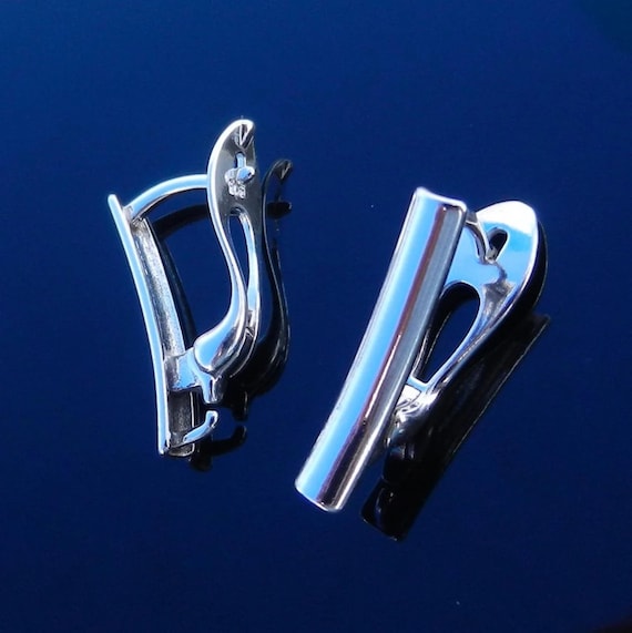 Leverback Vintage Sapphire Earrings In Sterling Silver 0.06ct - RE211 - Foto 3