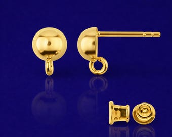 Sterling Silver Gold Plated Ear Post Ear Wire for Dange Stud Earrings